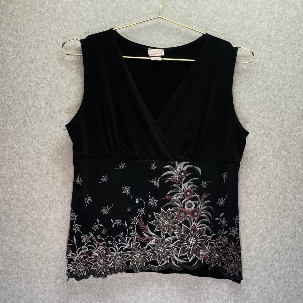 Cesem Y2K Fairy Grunge Whimsigoth Baby Doll Glittery Floral Top